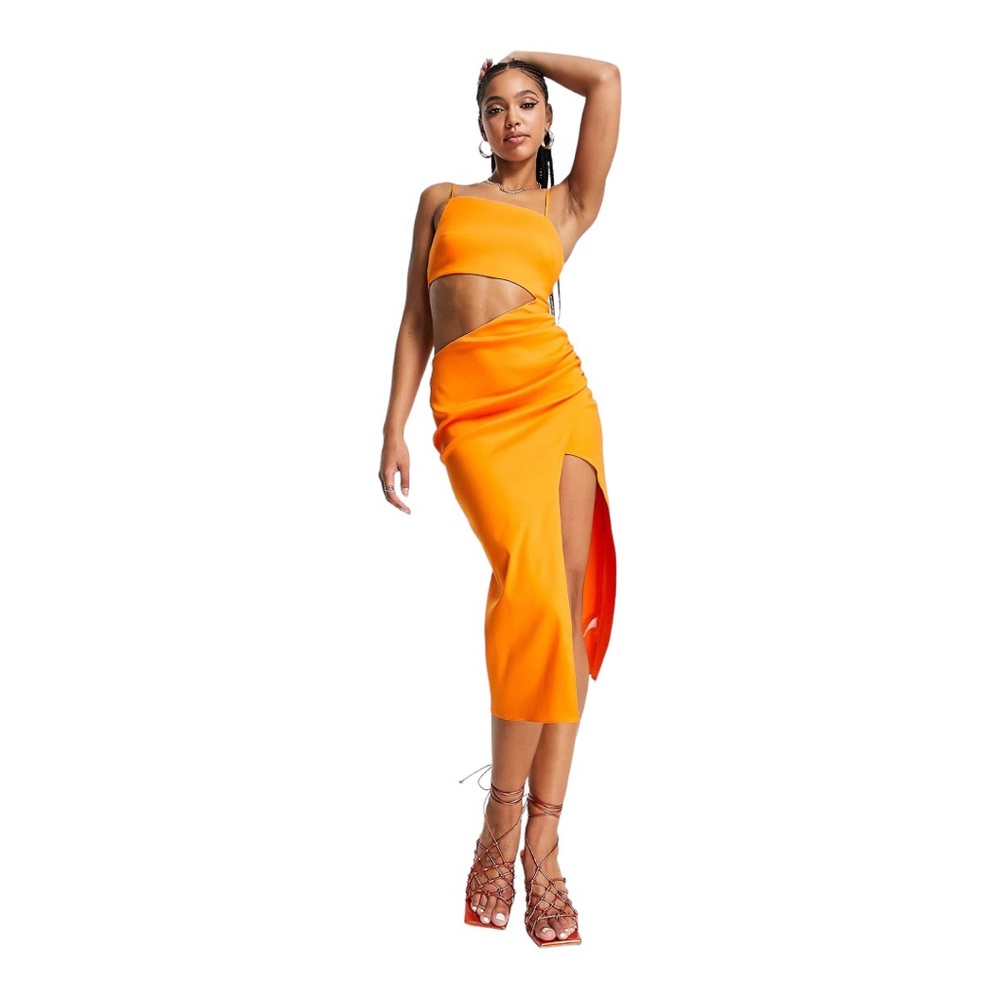 Strappy Midi dress with cut out back and front split Sz. 8